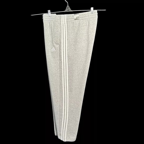 adidas Men's Fleece 3-Stripe Sweatpants Size 4XL (48x31) Gray/White Straight Leg